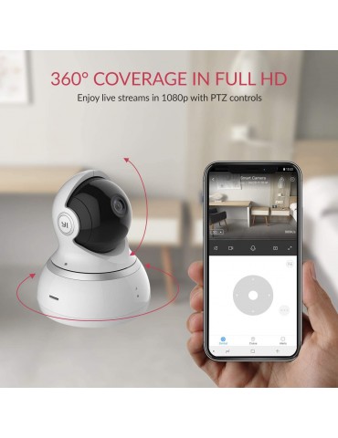 [H20] YI Dome Surveillance Camera White 1080p Internal IP Wifi Camera Compatible with Alexa, 360 ° Coverage in FHD