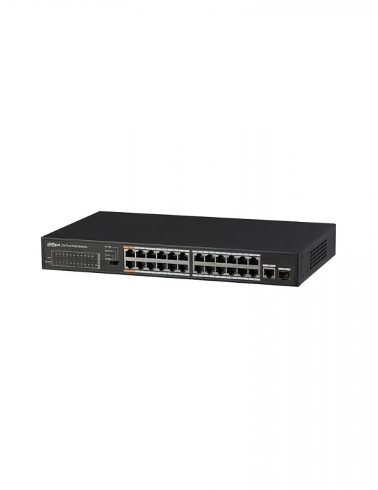 [DH-PFS3125-24ET-190] DAHUA Gigabit Combo PoE Switch 1 Gigabit Ports + 24Port FE PoE 10/100Mbps, vista de los puertos