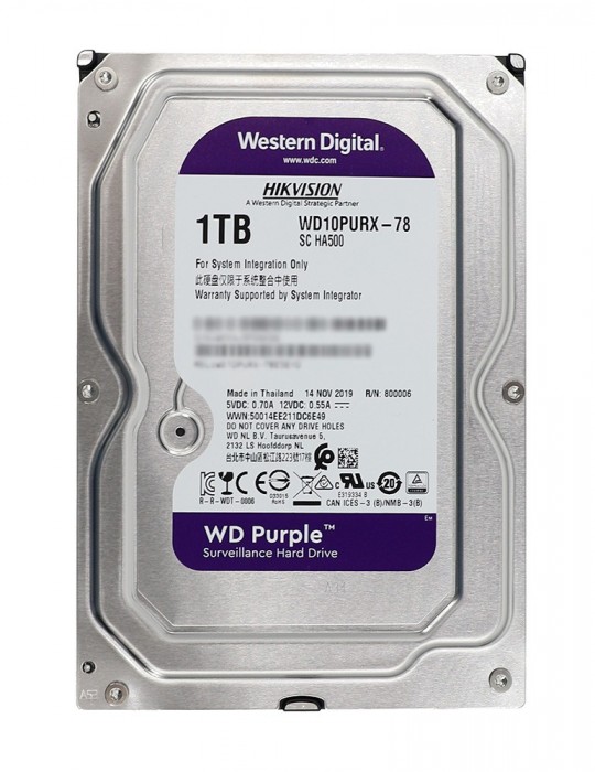 WD1TB Western Digital Violeta Surveillance  Disco Duro HDD 1TB Vista de frente