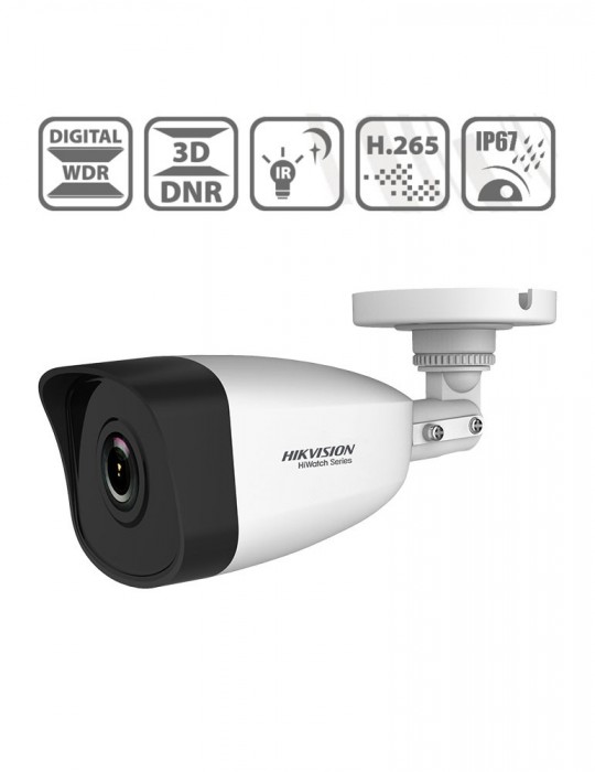 HIKVISION Hiwatch Bullet Compact IP Camera HWI-B121H-M 2MP IR30m 2.8mm/4mm H265 + POE Fixed Wide Angle Lens