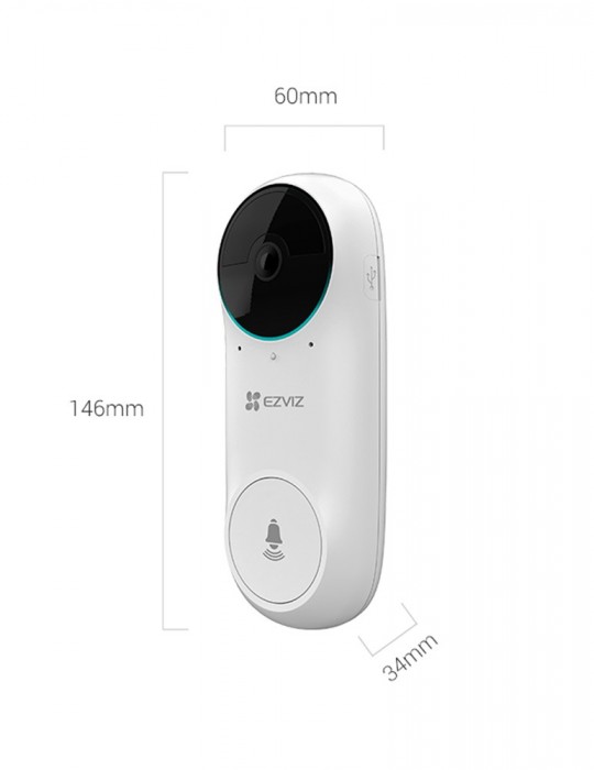 [DB2C Kit] EZVIZ Timbre Inteligente con Vídeo y Receptor, 1080P, Batería Recargable, Alarma Manipulación, Detector de Movimiento