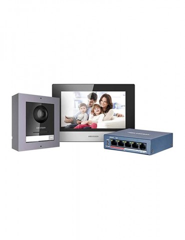 [DS-KIS602(B)] HIKVISION KIT de Videoportero Intercom con Estación Interior y Estación de Puerta